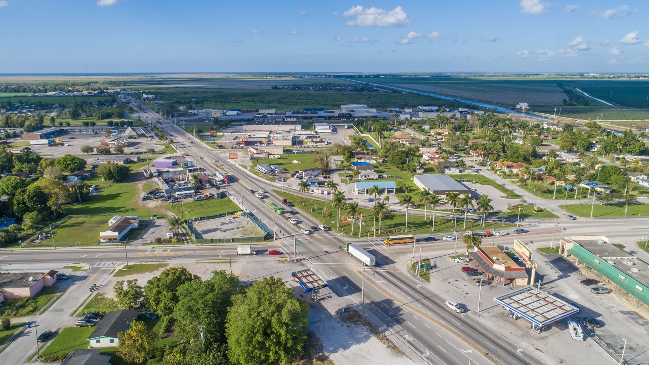 aerial view of downtown area