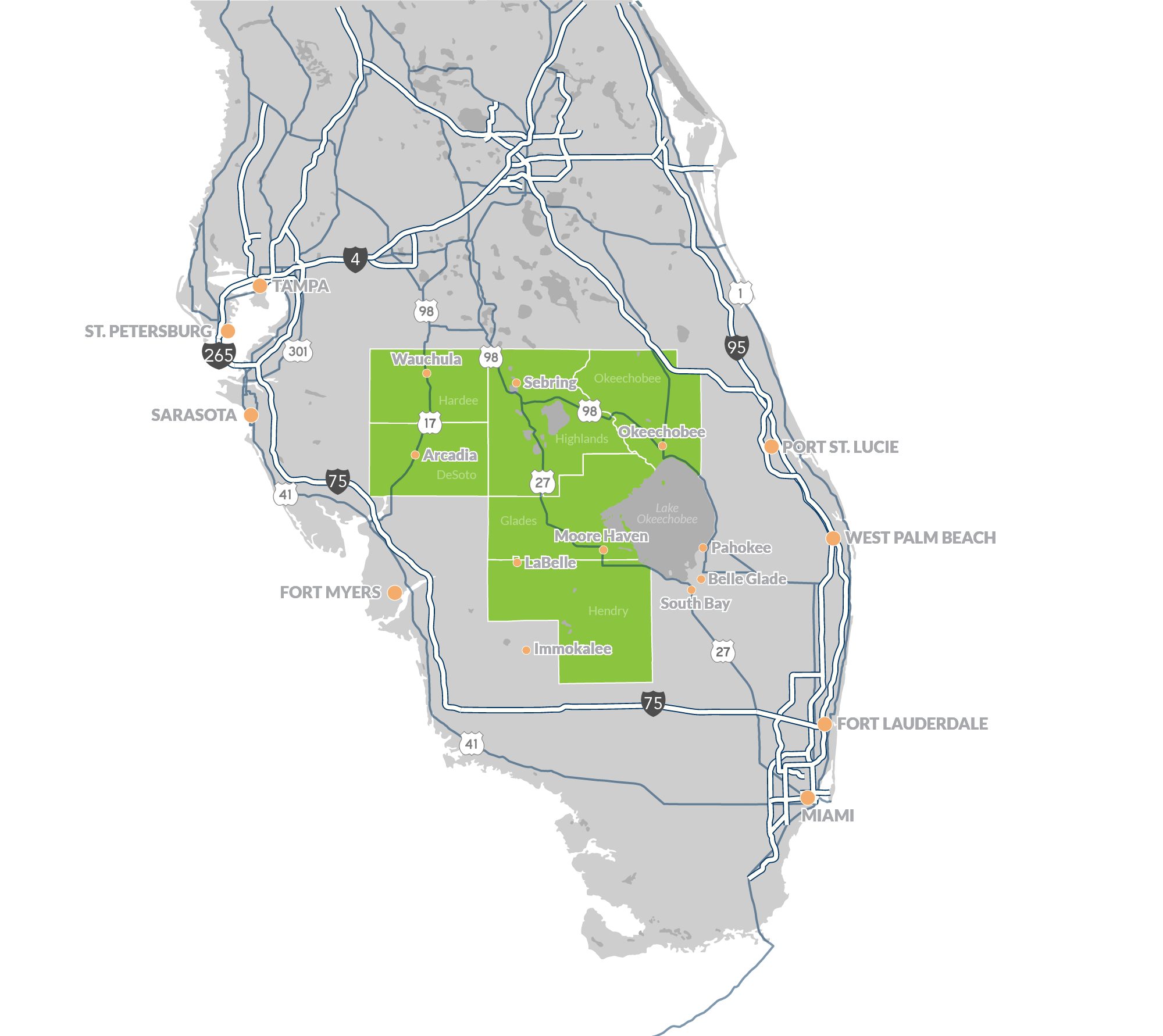 map of Florida highlighting the FHERO area